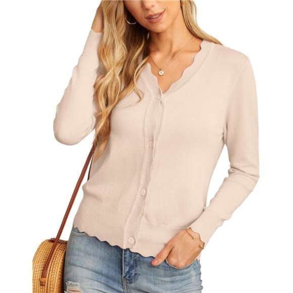 NEW Women's Long Sleeve V-Neck Button Down Cardigan Knit Shrugs Sweater - Picture 3 of 5